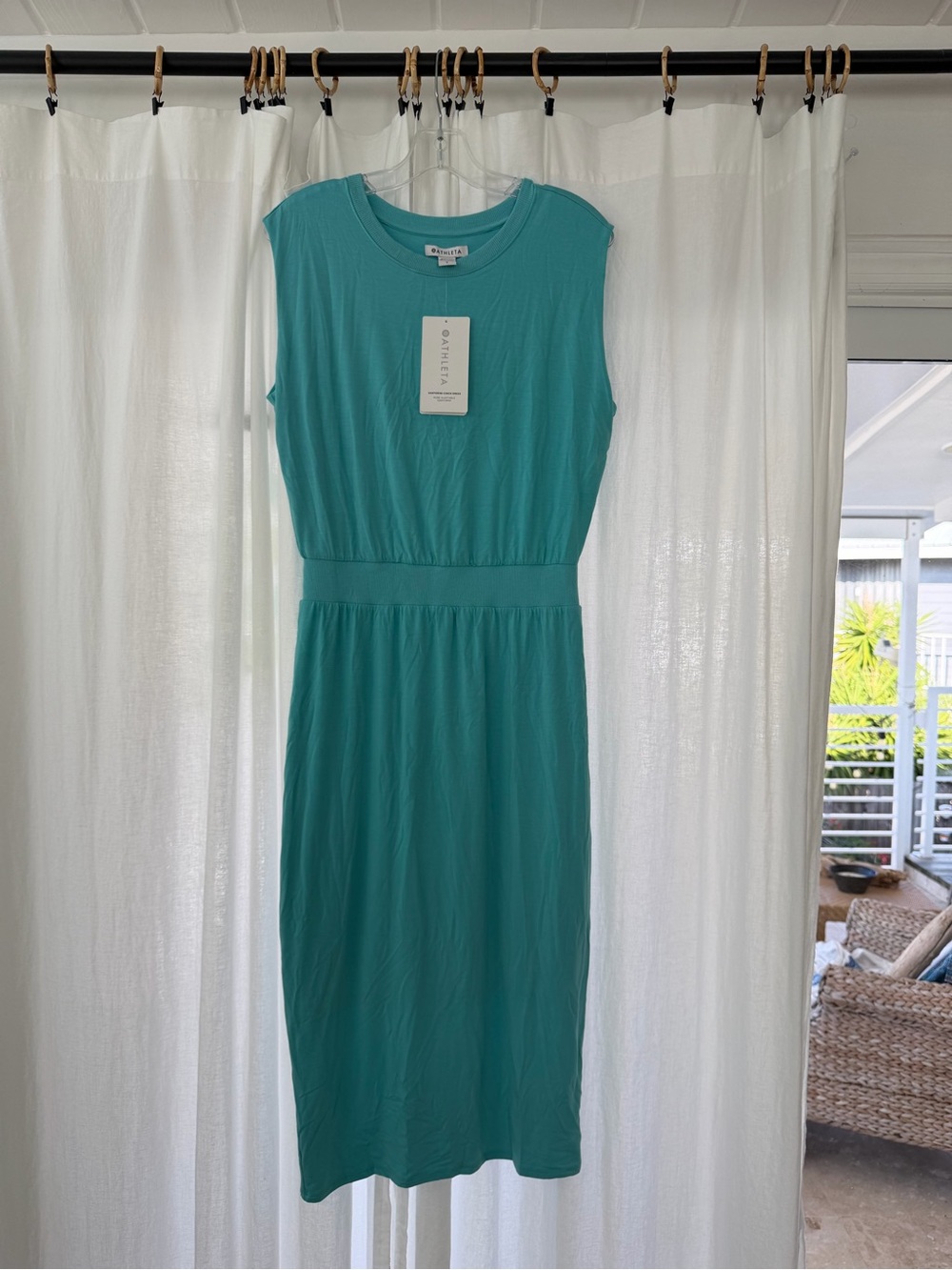 Athleta Teal Sleeveless Midi Dress